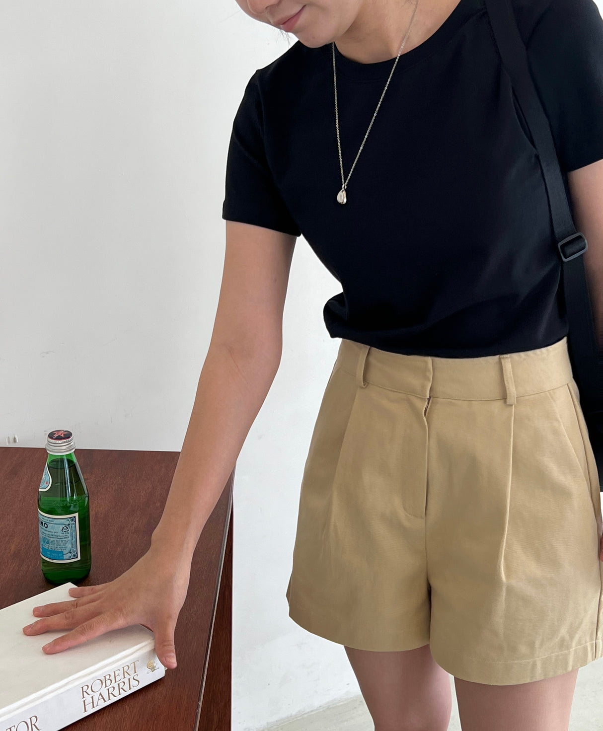 Hyoki [Only]💚MADE / Self-Production💚 Stretch/Not see-through cotton spandex Plain Cropped spandex Elastic Short-sleeved T-shirt Basic Tee Inner Tee Slim u-neck Straight Delivery Slim Fit