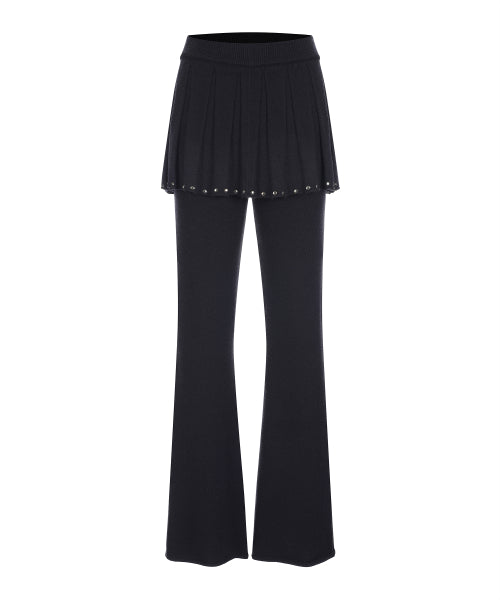 KNIT BOOTCUT SKIRT PANTS BLACK BQ4KP002