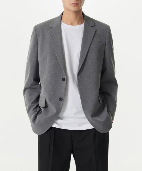 Relaxed Basick Blazer [Melange Gray]