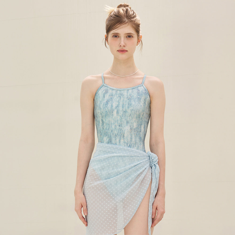 Dotted Wrap Chiffon Cloudy Sky Blue (4465)