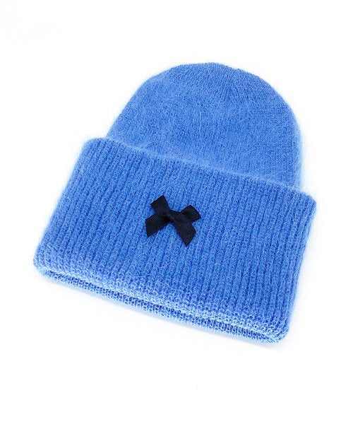Ribbon Angora Beanie [Blue]