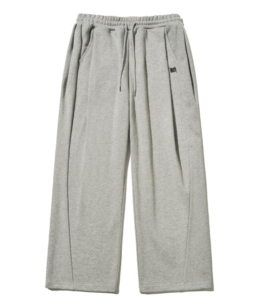 TWO TUCK WIDE TAG SWEAT PANTS - MELANGE GREY