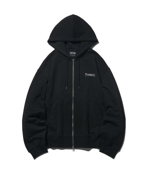 Magazine Zip-Up Hoodie Black
