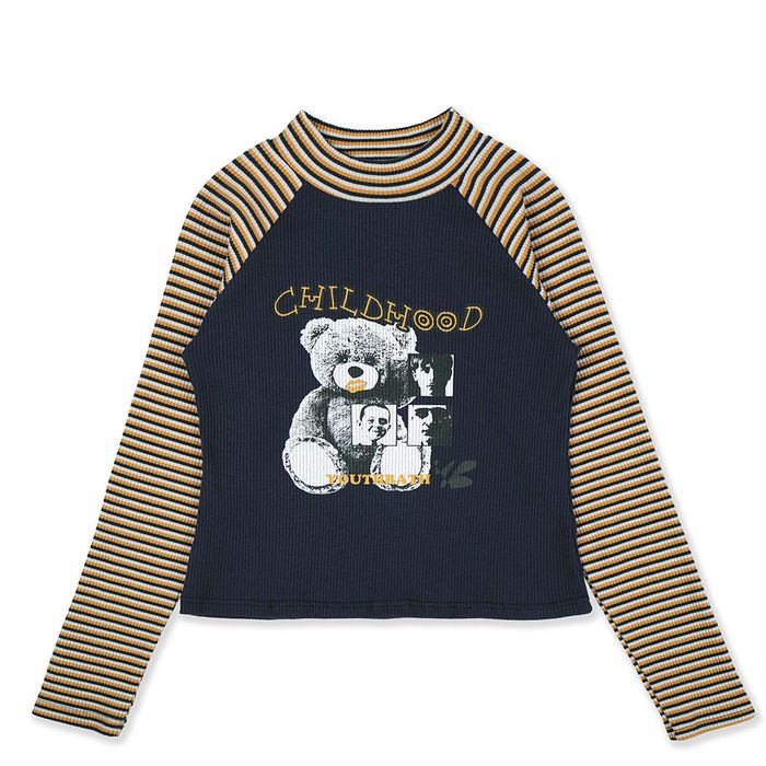 RAGLAN BEAR LONG SLEEVE_NAVY