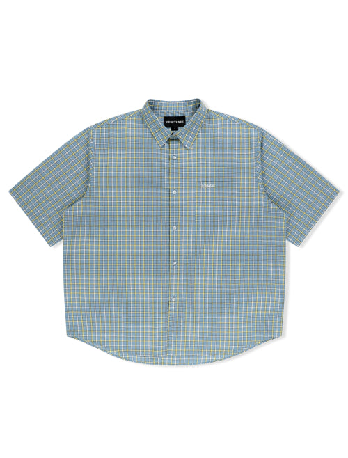 Y.E.S Short Sleeve Check Shirt Light Blue