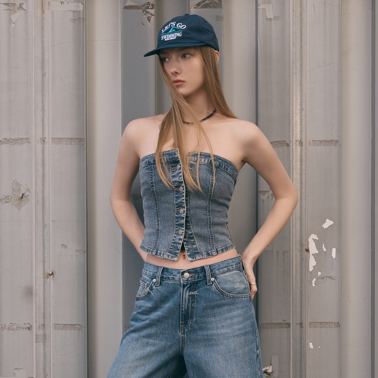 Misso denim bustier_MIWBNF461J