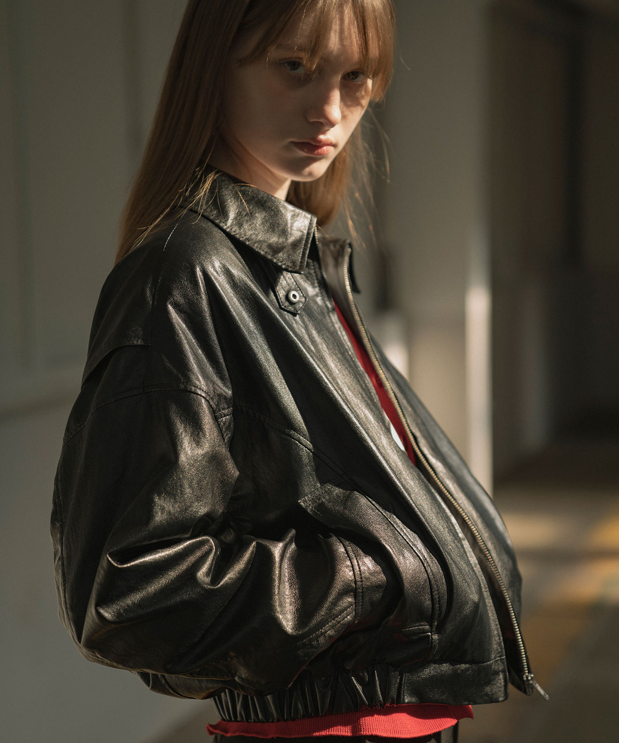 SIYAZU SIOT4075 Leather bomber jacket_Black