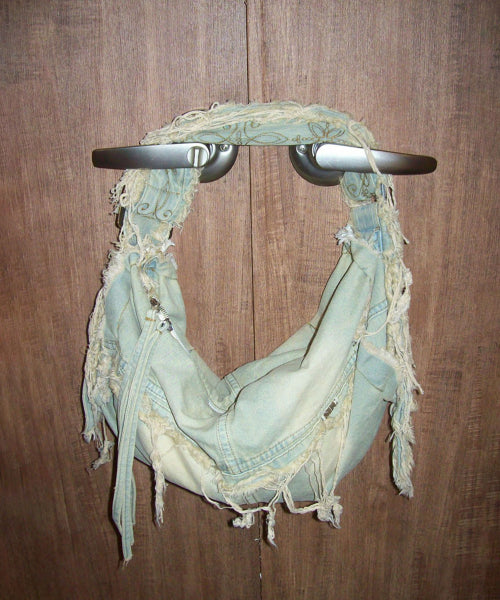 Destroyed Denim Duffel Bag Vintage Ice