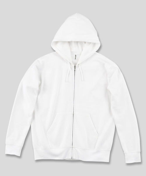 348-AFZ Plain Fleece Hoodie Zip-up White