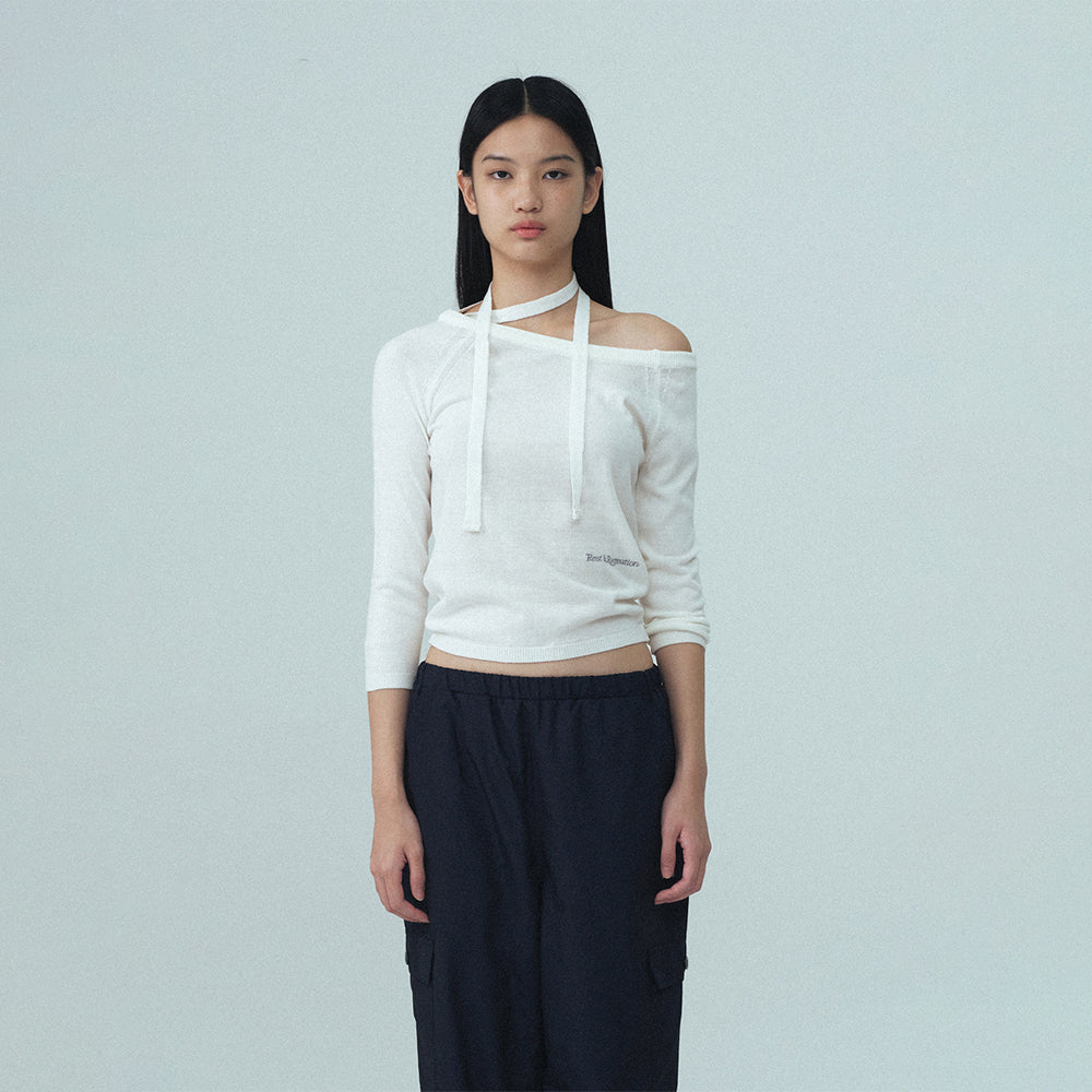 ONE-SHOULDER KNIT TOP (IVORY)