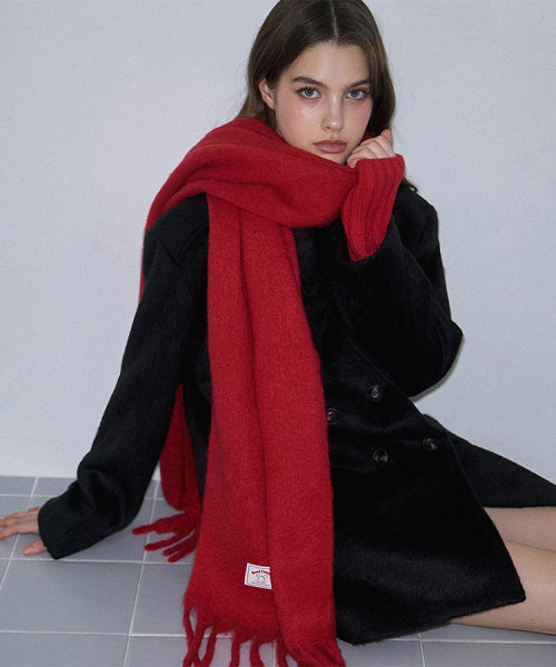 Wide Long Muffler [Rose Red]