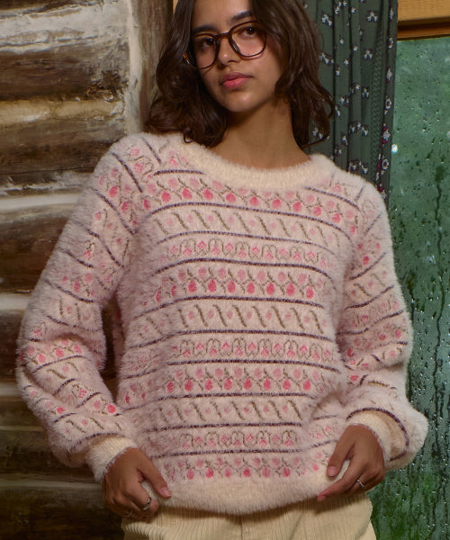Garden Flower Sweater-Pink