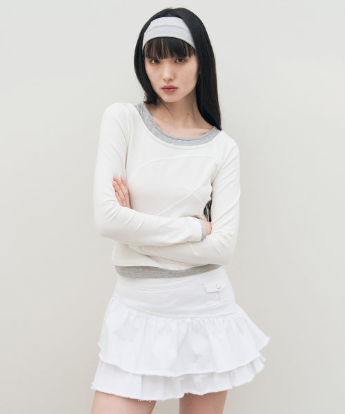 SISA Curved Line Layered T-Shirt [ivory] - Size & Review | Musinsa