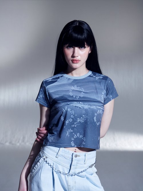 ウォーターグラフィッククロップTシャツ