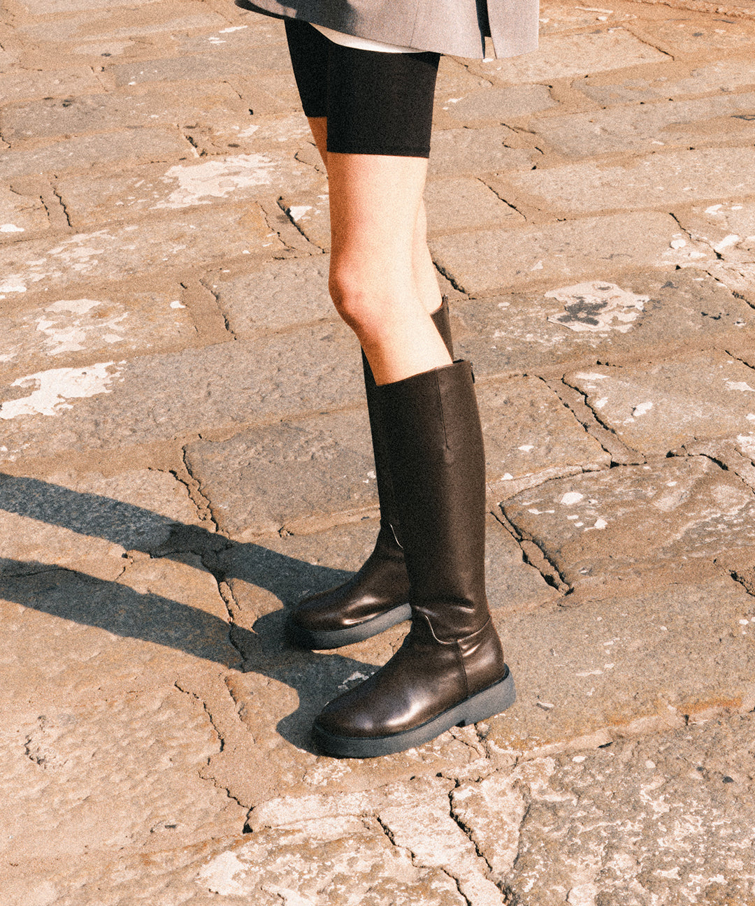 Salt & Chocolate (3/26 Black, pre-order delivery) [Wide ver. added] Round Basic Flat Long Boots 412148001 (3.5 cm/3 color)