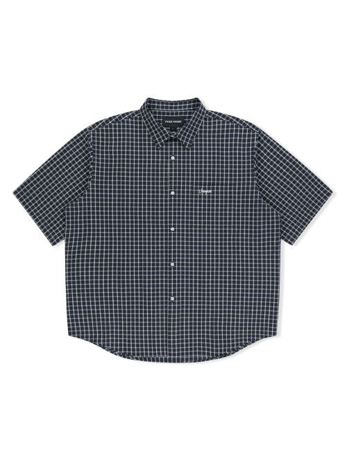 Y.E.S Short Sleeve Check Shirt Navy