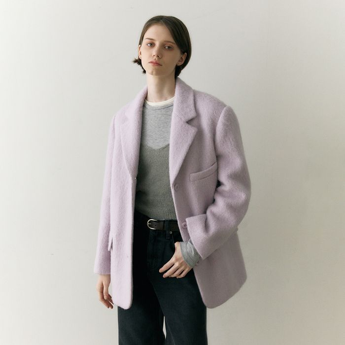 Wool Blended 3 Button Mohair Jacket Lavender