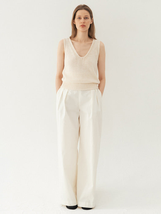 Highwaist Flare Wide Pants Cream
