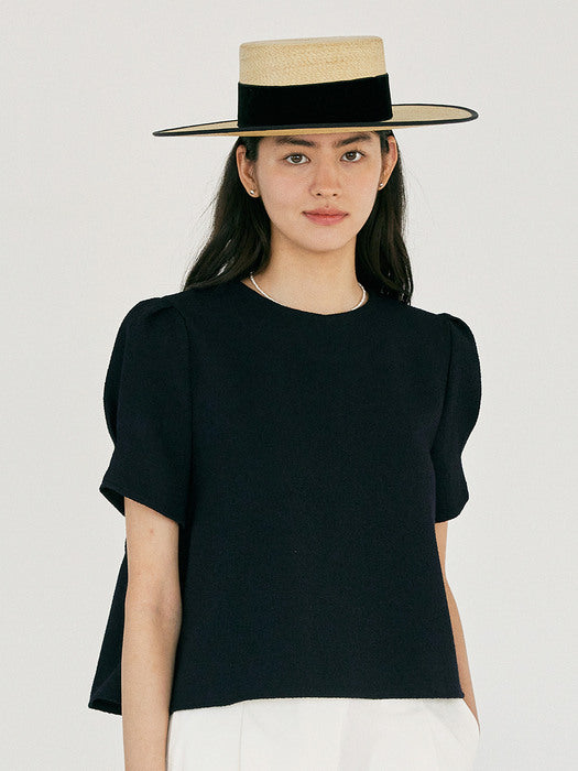 H Summer Tweed Blouse_Navy