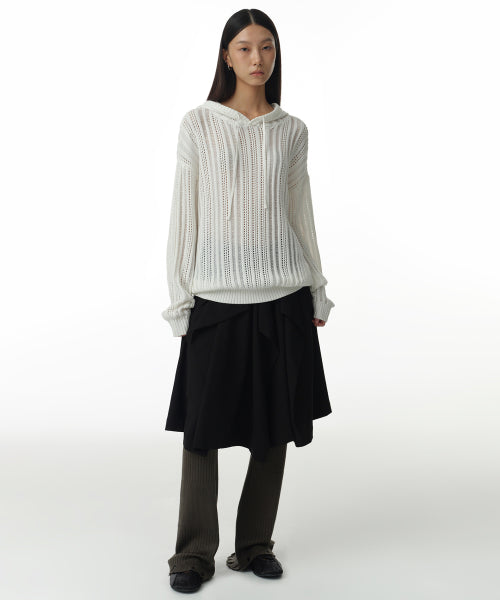 Asymmetric Banding Skirt [Black]