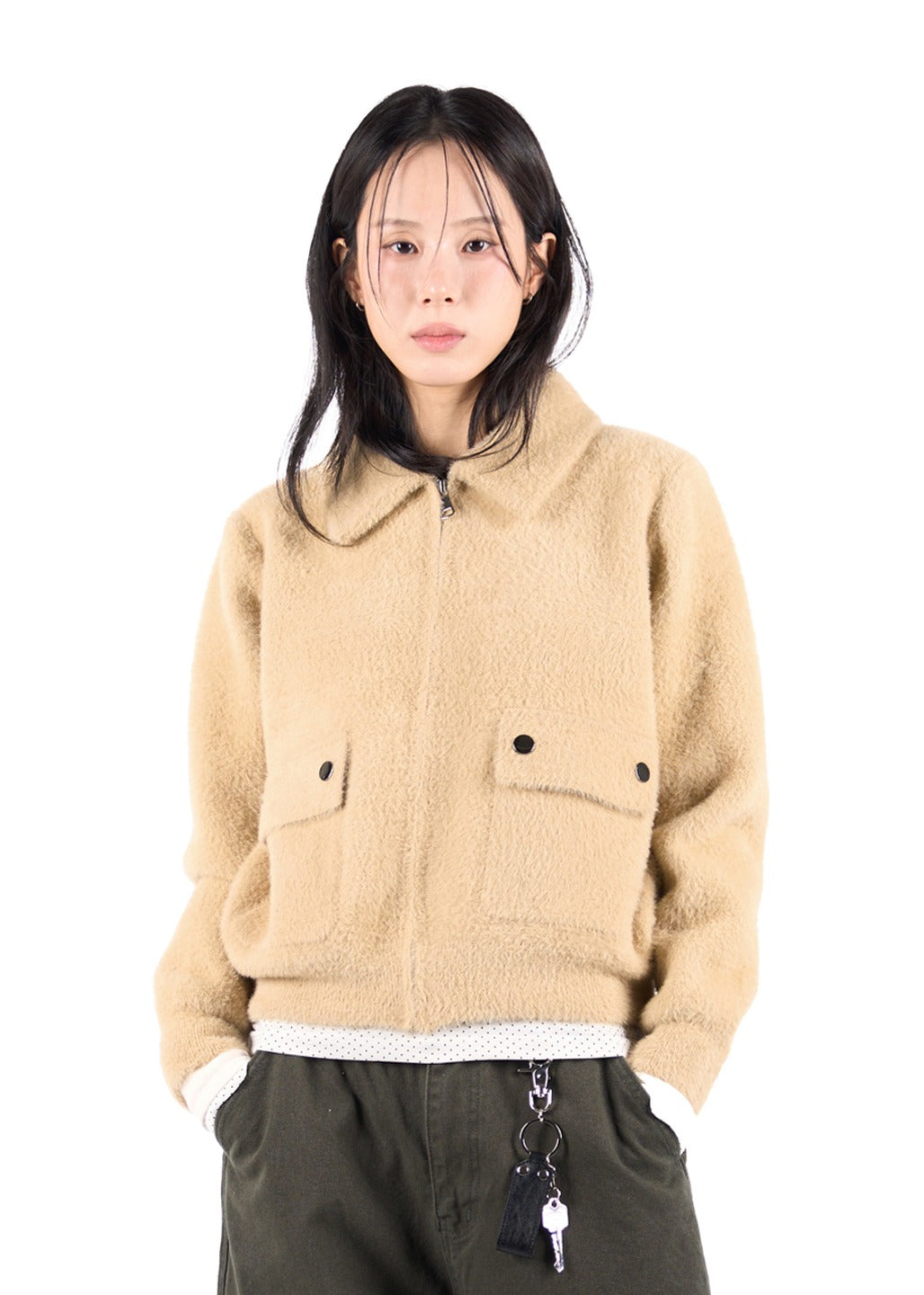 Ritkim FLAP POCKET FUR ZIP-UP*IVORY takes a week*