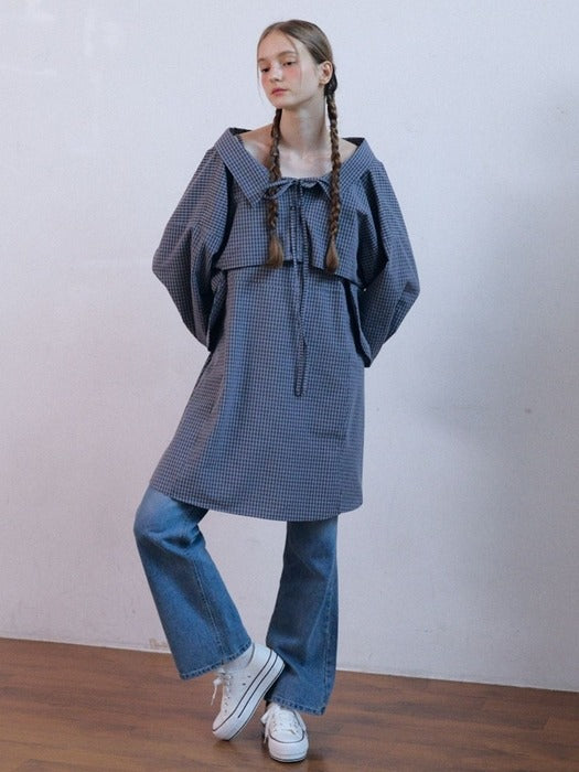 sweet slip frill mini dress_grey check