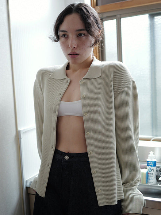 [Exclusive] High Twist Ribbed Knit Cardigan [Mint, Black]
