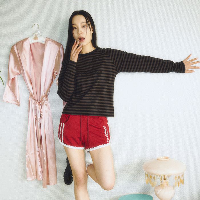 VINTAGE LOGO STRIPE LONG SLEEVE BLACK