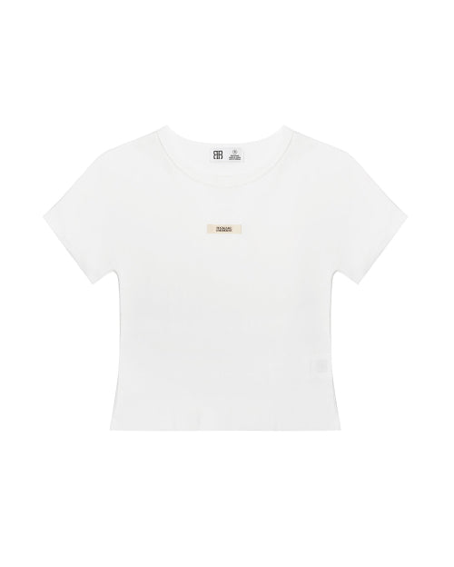 Beige Label Crop Top - Ivory