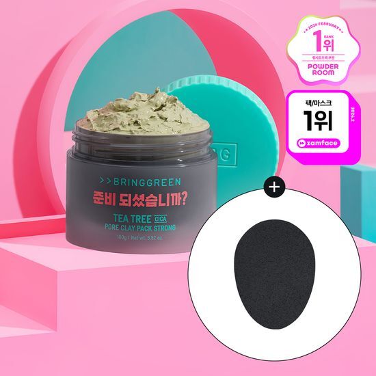[Bring Green X Squid Game] Bring Green Tea Trish Capore Clay Pack Strong 100g (+100g + Squid Game 2 Frontman Cleansing Sponge