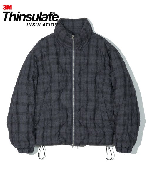 3M Thinsulate Featherless Wrinkle Check Curved Puffer Short Padding Dark Navy
