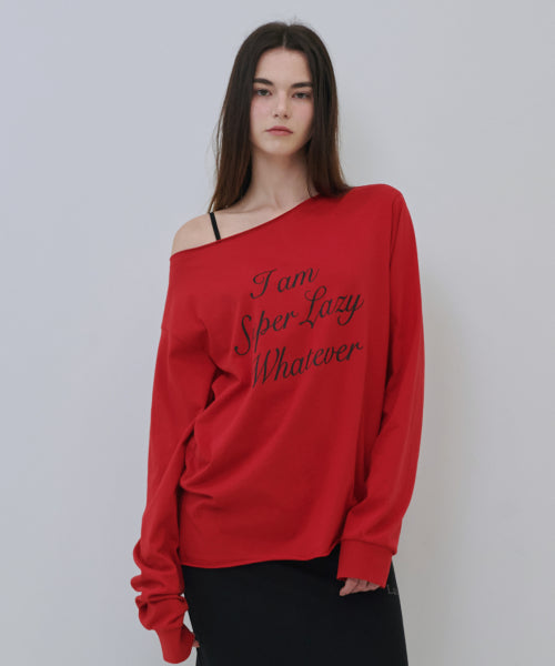 Super Rage Off-Shoulder Long Sleeve T-Shirt (Red)