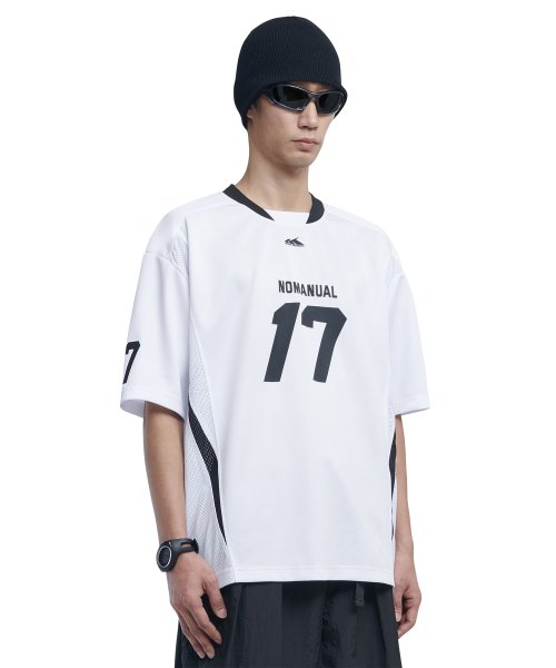 17 メッシュ ブロック フットボール ジャージ - ホワイト