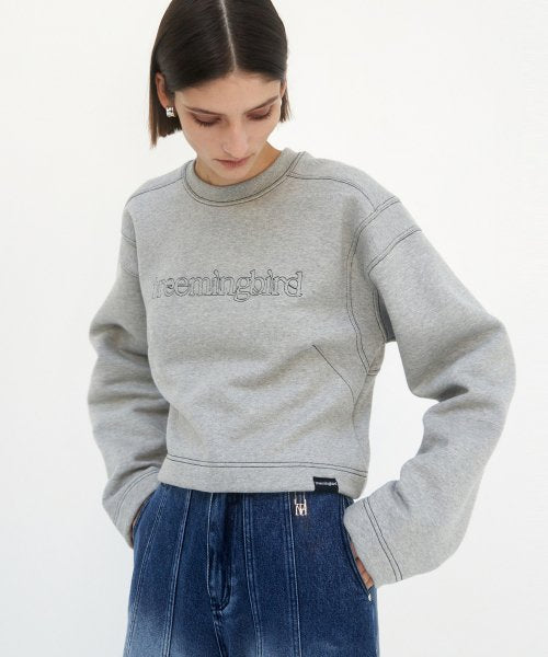 Stitched Semi-Cropped Tee [Gray]