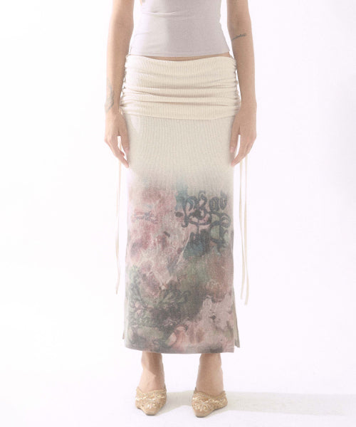 Two-Way Shirring Skirt Cream