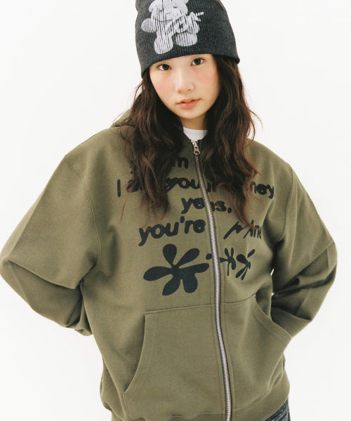 Honey Clover Hood Zip-Up - Khaki
