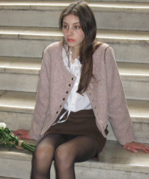 Vanity Snap Button Tweed Jacket (Pink)