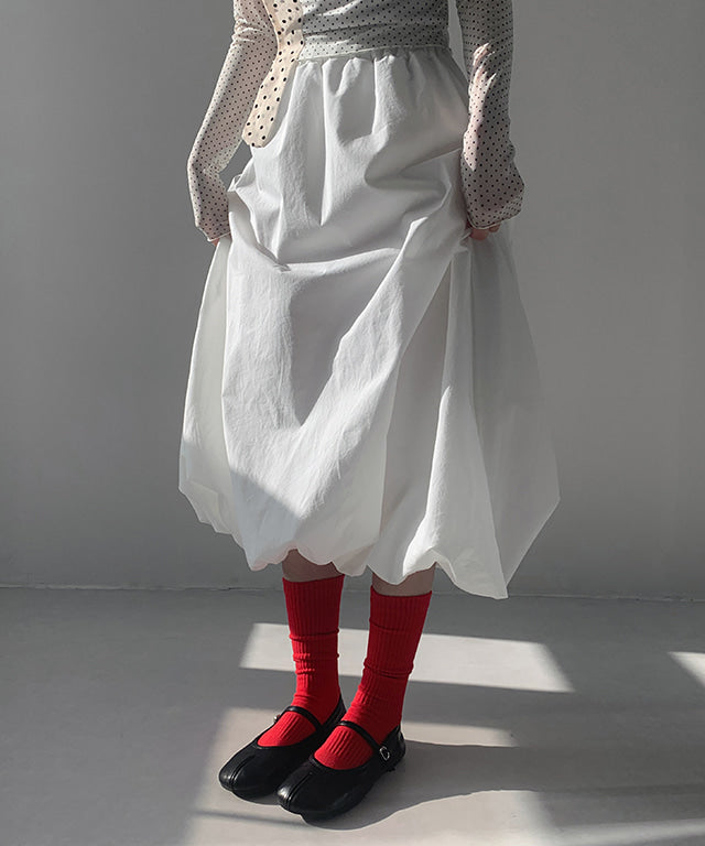 Daily Jewelry Glossy Balloon Fit Long Cotton Skirt