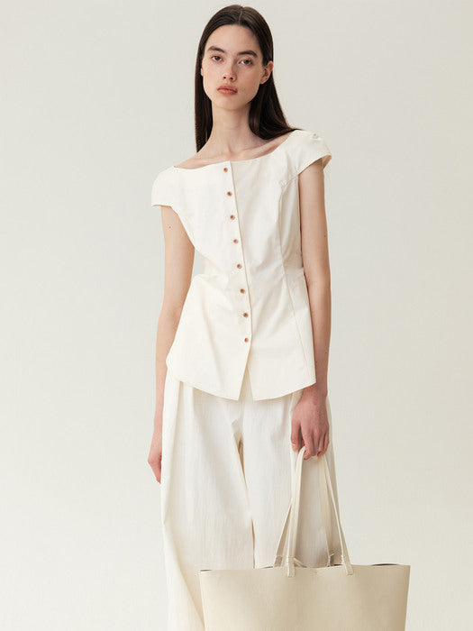 Boat-Neck Blouse Cream