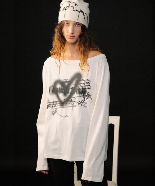 Heart Boat Neck Top / Ivory