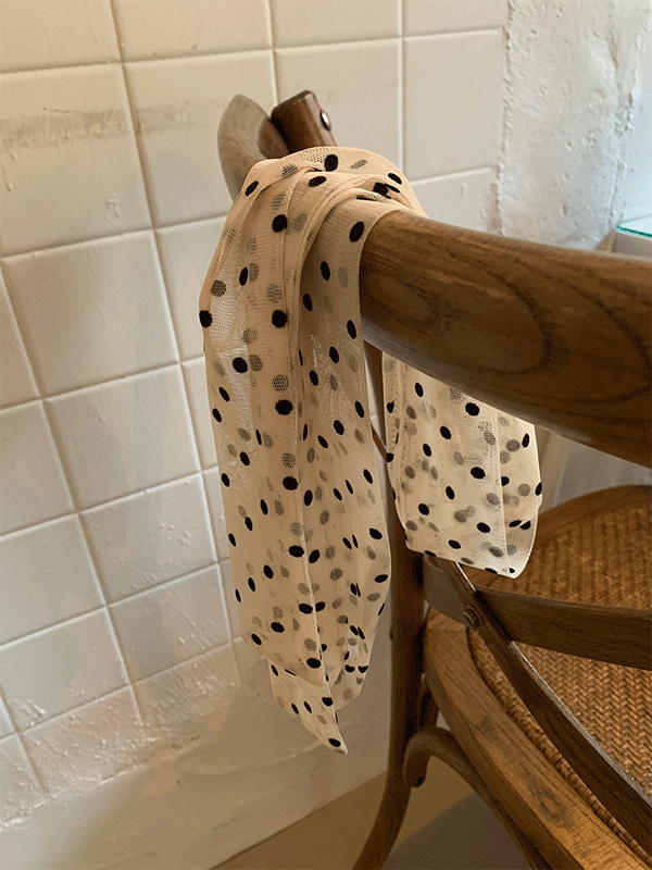 Linen chu dot scarf (cream)