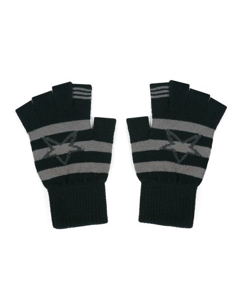 XF004 Star Fingerless Gloves (Stripe Black)