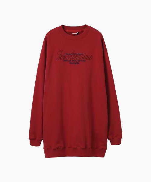 WOMEN SLOGAN LOOSE-FIT DRESS_RED
