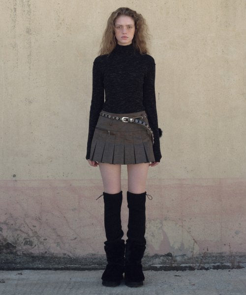 Cracked leather mini skirt