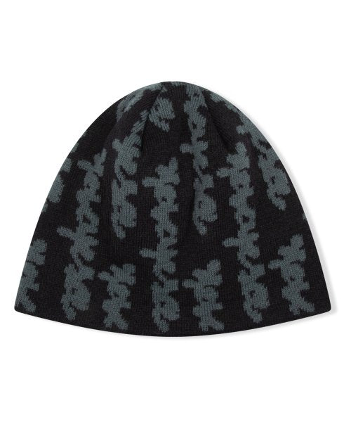 Doodled Jacquard Beanie Black