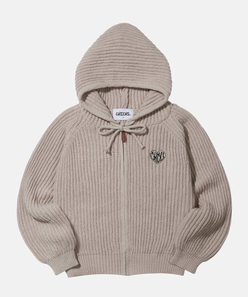 HOFE Knit Hood Hood Zip-up Tee Jean Beige