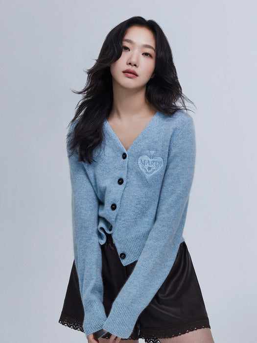 Raccoon Blended Cardigan V Neck Spade_Mint