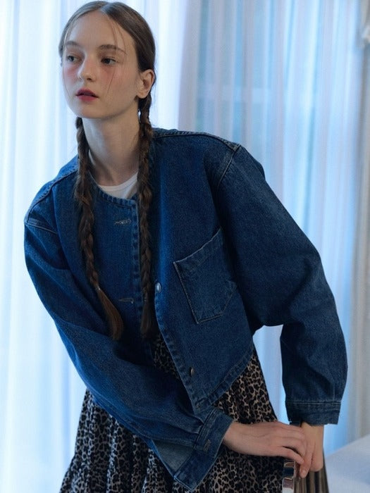 blue denim round jacket