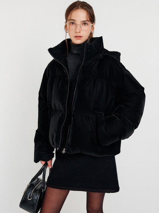 Lily Short Duck Down Hooded Padding_Black
