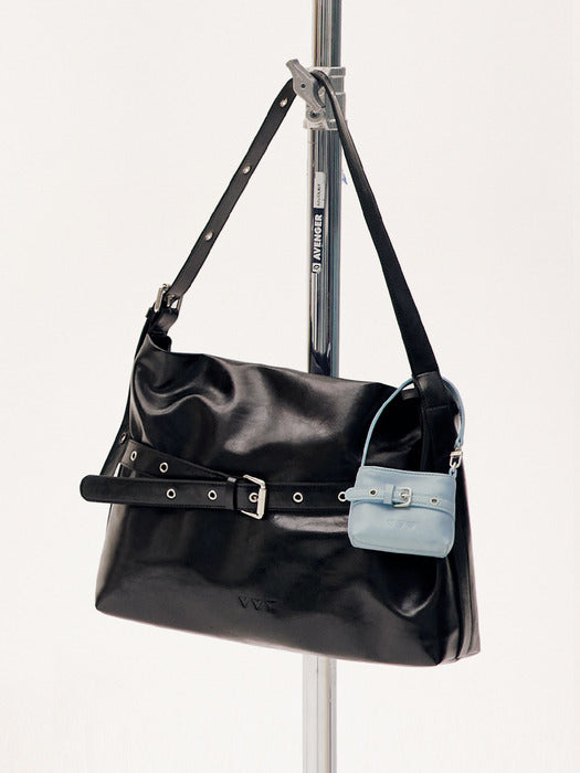 [SET] Buckle Hobo Shoulder Cross Bag_Black